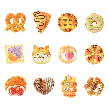 60 шт. 12 стили непрозрачные рсин кабошоны, искусственный хлеб, разнообразные
