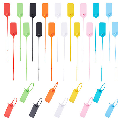 90Pcs 9 Colors Rectangle Plastic Hang Tag Fasteners, Blank Label Tags