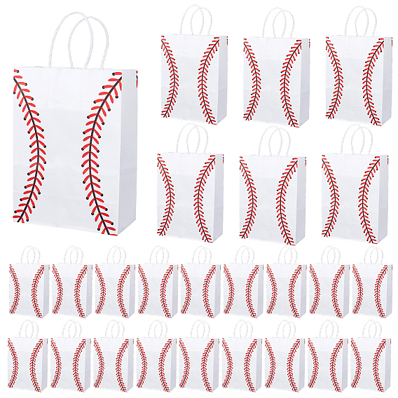 32 шт. бумажные подарочные пакеты, сумки для покупок с ручками из бумажной веревки, прямоугольник с рисунком, белые