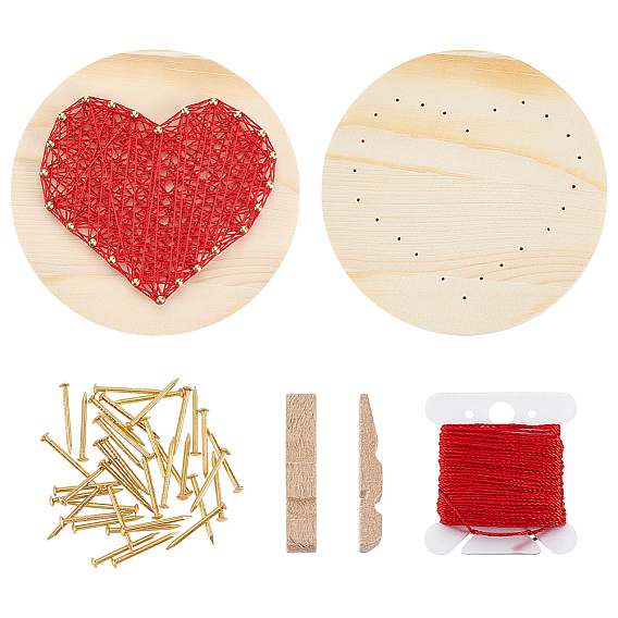 1Наборы для создания картин из ниток своими руками, включая деревянную доску, металлические гвозди, полиэфирная нить, разноцветные