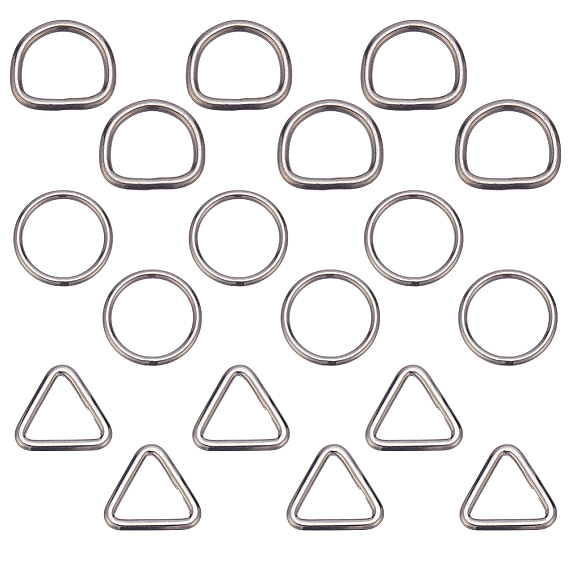 18 шт. 3 стили соединительных колец из нержавеющей стали, не тускнеет, разнообразные