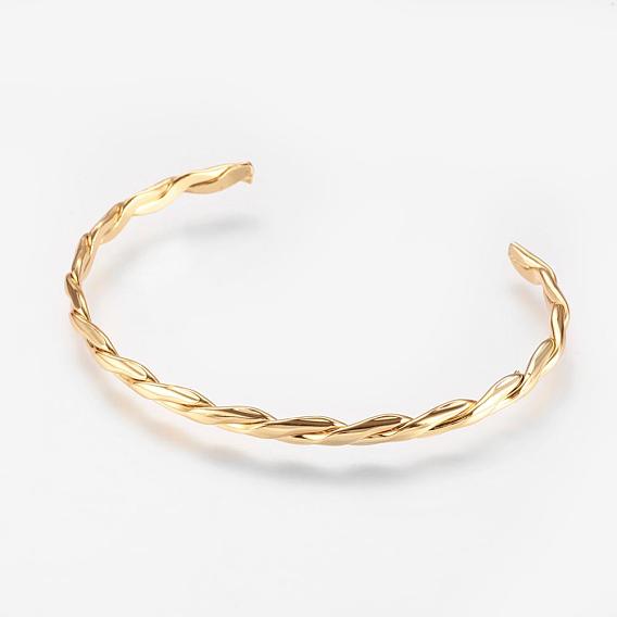 Brass Twisted Cuff Bangle, Real 18K Gold Plated