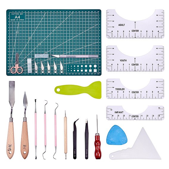 16Pcs Weeding Tools set, with Plastic Scraper Tool, Steel Carving Knifes, Anti-static Tweezers, Iron Scissor, Stainaless Probe, Iron Bead Awls, Stainless Steel Paints Palette Scraper Spatula Knives