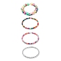 4 pcs 4 style fait à la main en argile polymère fruits et hématite synthétique et turquoise (teints) ensemble de bracelets en perles, bracelets preppy surfeur heishi pour femme