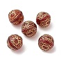 Plating Acrylic Beads, Golden Metal Enlaced, Round