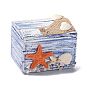 Wood Box, Flip Cover Box, with Resin Starfish, Rectangle