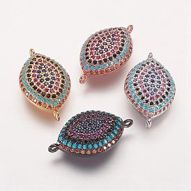 Brass Micro Pave Cubic Zirconia Links, Evil Eye