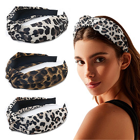 Leopard Print Wide-brimmed Floral Knot Headband - Adult Headwear, Fabric, E14.
