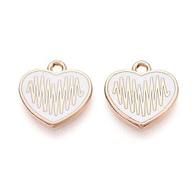 Подвески из эмали и сплава, стойки покрытие, сердце с ЭКГ-брелками, золотые