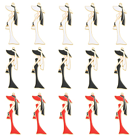 15pcs 3 couleurs alliage émail gros pendentifs, femmes charmes, crémaillère plaquage, plaqué longue durée, or