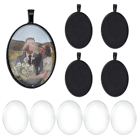 Сделай сам подвески, в том числе кабошоны из прозрачного стекла, тибетский стиль овальный сплава настройки кулон кабошон