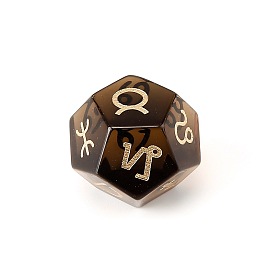 Glass Classical 12-Sided Polyhedral Dice, Engrave Twelve Constellations Divination Game Toy