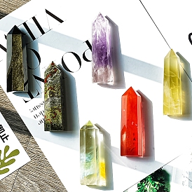 Point Tower Natural Gemstone Home Display Decoration, Healing Stone Wands, for Reiki Chakra Meditation Therapy Decoration, Hexagon