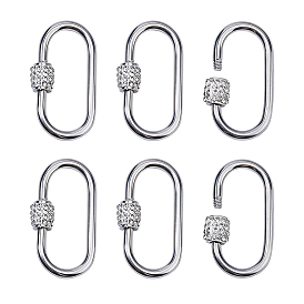 6шт. карабин с фиксатором из нержавеющей стали, со стразами, овальные