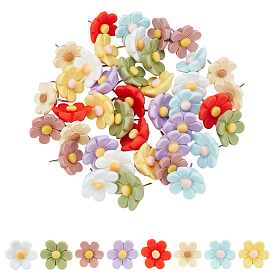 40шт 8цвета цветок смола канцелярские кнопки, с железными контактами