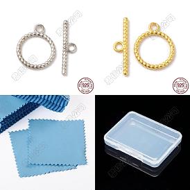 2 piezas 2 colores 925 cierres de palanca de plata de ley, anillo de giro