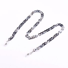 Eyeglasses Chains, Neck Strap for Eyeglasses, with Opaque Acrylic Cable Chains and Rubber Loop End, Platinum