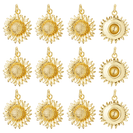 12 латунные подвески шт., прелести подсолнуха, с целью перехода в кольце