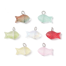 Подвески из стекла с рыбьей росписью, с железной платиной петлей