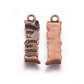 Alloy Pendants, Cadmium Free & Nickel Free & Lead Free, Rectangle, about 30mm long, 8.5mm wide, 2mm thick, hole: 2mm