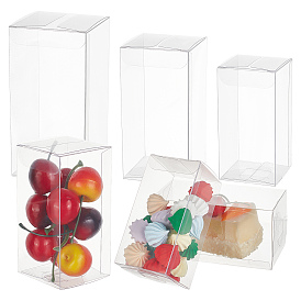 BENECREAT 30Pcs 3 Style Rectangle Transparent Plastic PVC Box Gift Packaging, Waterproof Folding Box, for Toys & Molds