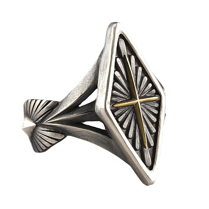 Латунные кольца для мужчин, ромб со звездным узором