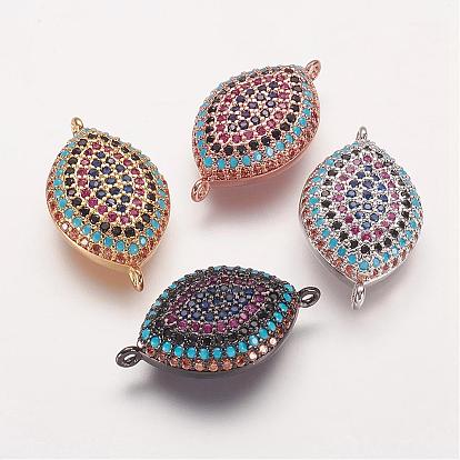 Brass Micro Pave Cubic Zirconia Links, Evil Eye