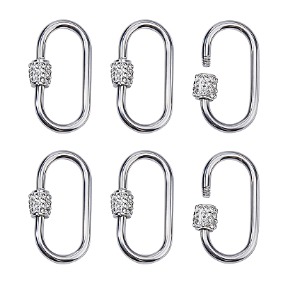 6шт. карабин с фиксатором из нержавеющей стали, со стразами, овальные