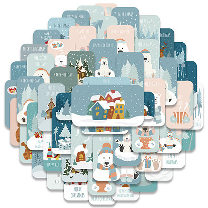 50шт. Рождественские самоклеящиеся наклейки из ПВХ, зимние водонепроницаемые наклейки, для diy альбомов дневник, ноутбук украшения мультфильм скрапбукинг