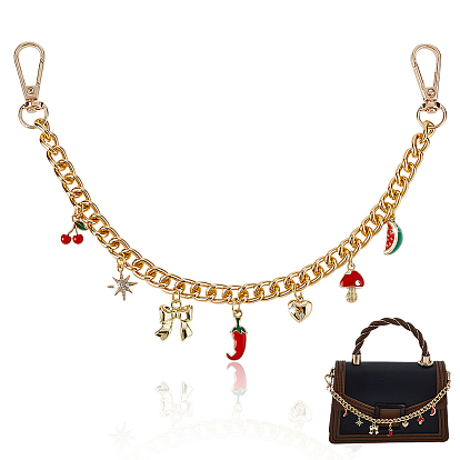 2 шт., эмалированный сплав, красный острый перец, гриб, подвеска, алюминиевая цепочка для сумки, декоративные цепочки, с поворотными застежками сплава