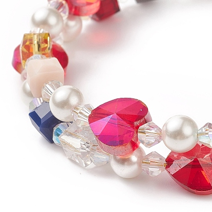 Glass Beads Three Loops Wrap Bracelets, Shell Pearl Bead Bracelet for Women
