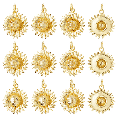 12 латунные подвески шт., прелести подсолнуха, с целью перехода в кольце