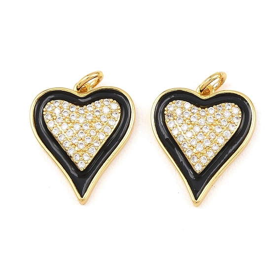 Кубические подвески из латуни с микропаве, сердце прелести, с эмалью и прыжковым кольцом