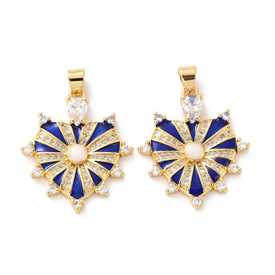 Латунные микропаве прозрачные подвески с фианитом, с эмалью, долговечный, сердце