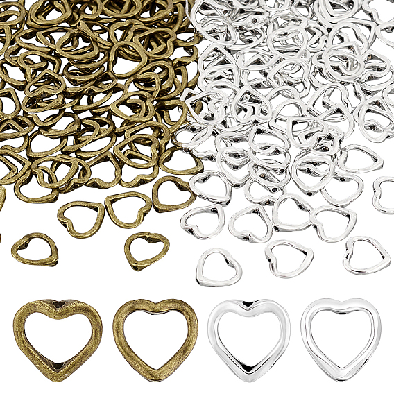 200шт 2 цвета сплава бусины рамки, сердце