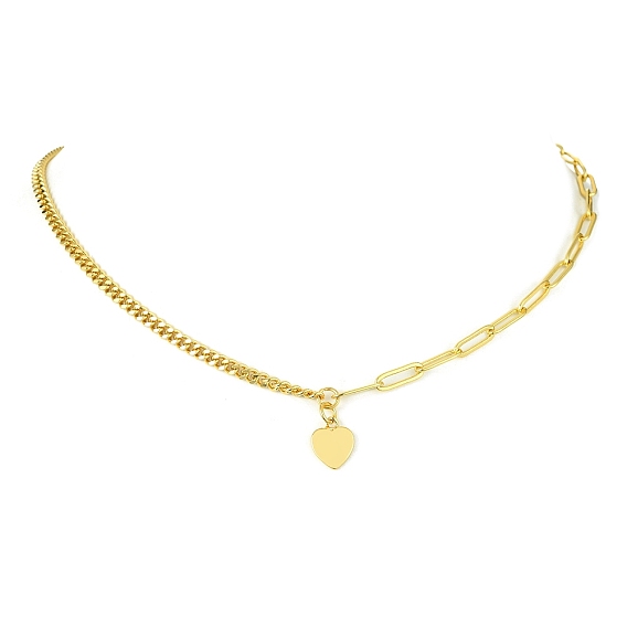 Brass Pendant Necklaces with Curb & Paperclip Chains, Golden