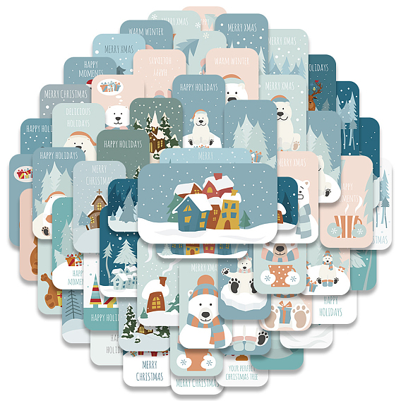 50шт. Рождественские самоклеящиеся наклейки из ПВХ, зимние водонепроницаемые наклейки, для diy альбомов дневник, ноутбук украшения мультфильм скрапбукинг