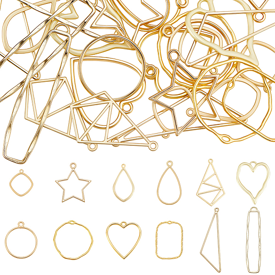 48 шт 12 стили подвески из цинкового сплава в тибетском стиле, полая геометрическая форма