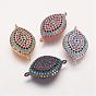 Brass Micro Pave Cubic Zirconia Links, Evil Eye