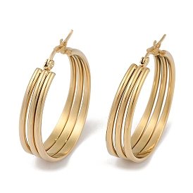 Ion Plating(IP) 201 Stainless Steel Hoop Earrings, with 304 Stainless Steel Pin