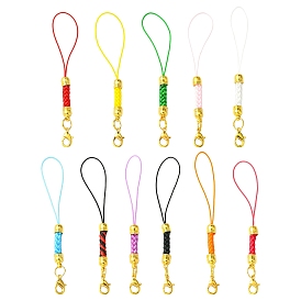 50шт 10 цвета сплав полиэстер мобильные ремни, с железными застежками когтя омара