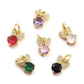 Brass Micro Pave Cubic Zirconia Charms, Real 18K Gold Plated, Cadmium Free & Lead Free, Rabbit