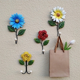 Железные настенные крючки вешалки, декоративные стойки-органайзеры, для сумки ключ для одежды шарф подвесной держатель, цветок
