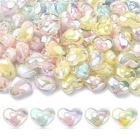 100Pcs 5 Colors Transparent Acrylic Beads, Bead in Bead, AB Color, Heart