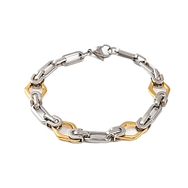 304 Stainless Steel Rhombus Byzantine Chain Bracelets, with 201 Stainless Steeel Findings