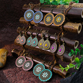 Creative geometric water drop alloy drop earrings exaggerated exotic sun flower earrings retro earrings for women