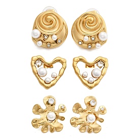 304 серьги-гвоздики из нержавеющей стали с прозрачным фианитом, с пластиковой имитационной жемчужиной, реальный 18 к глод