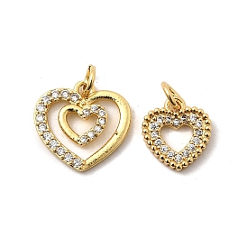 Латунные микро проложить кубического циркония подвески, сердце прелести, без свинца и без кадмия, долговечный, с целью перехода в кольце