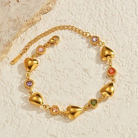 304 браслеты из нержавеющей стали ссылка для женщин, со стразами, реальный 18 k позолоченный