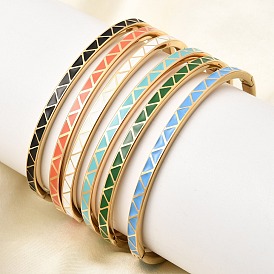 304 из нержавеющей стали эмаль браслеты, шарнирные браслеты для женщин, треугольные, ионное покрытие (ip)